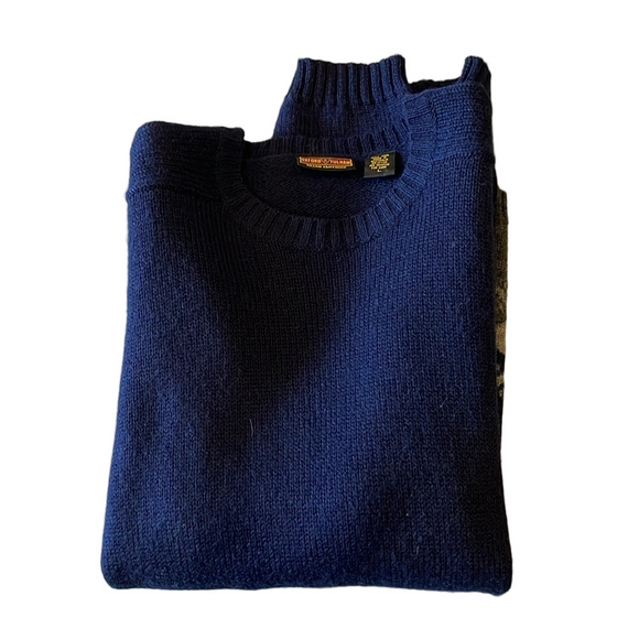 Oxford Fulham Men’s Large Navy Wool Crew Neck Sweater - Picture 4 of 4